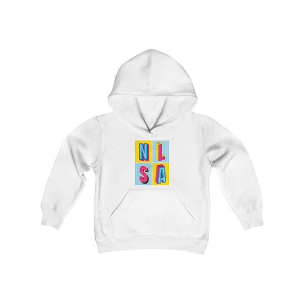 Youth Heavy Blend Hooded Sweatshirt - 80s Block